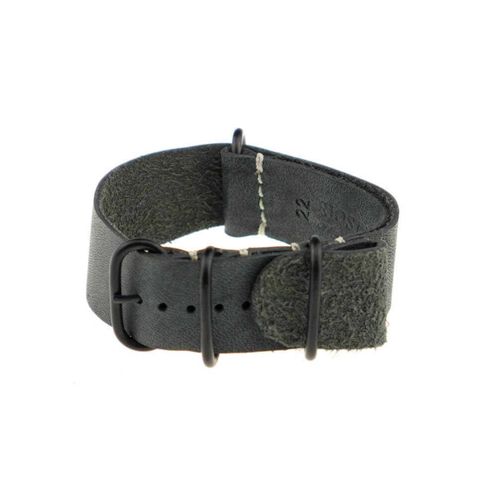 Vintage Leather Watch Band | Oslo | One-Piece | 4 PVD Rings | Stone Grey