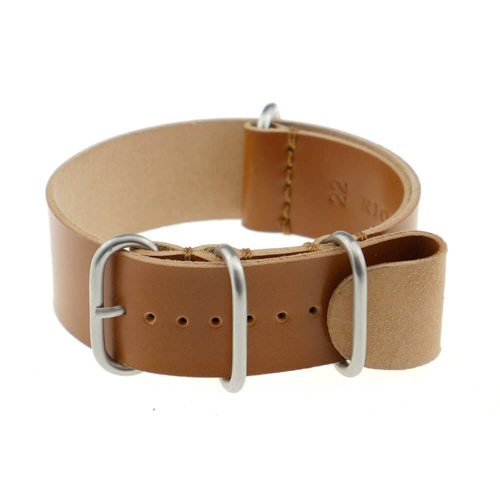 Shell Cordovan Watch Band | Prague | One-Piece | 4 Brushed Rings | Honey