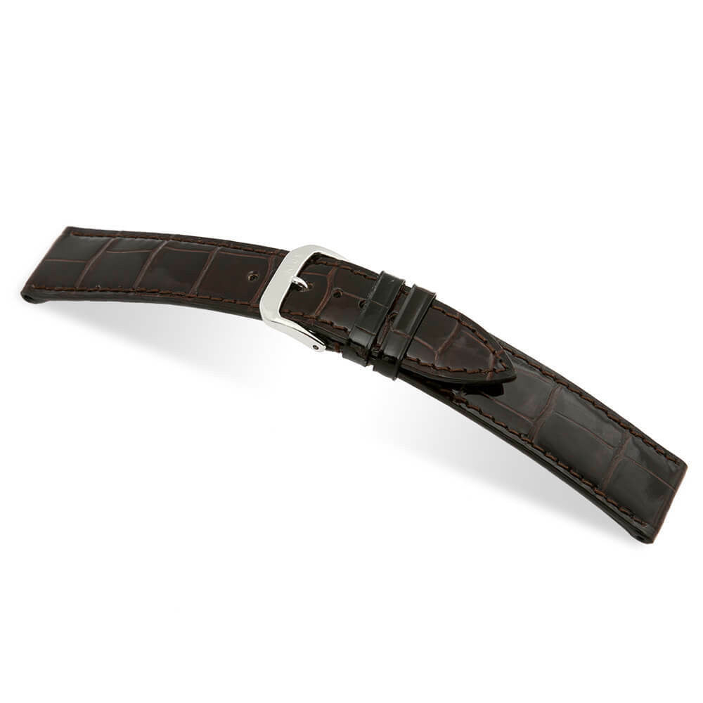 Genuine Alligator Watch Band | Premier | Glossy | Full Cut | Mocha