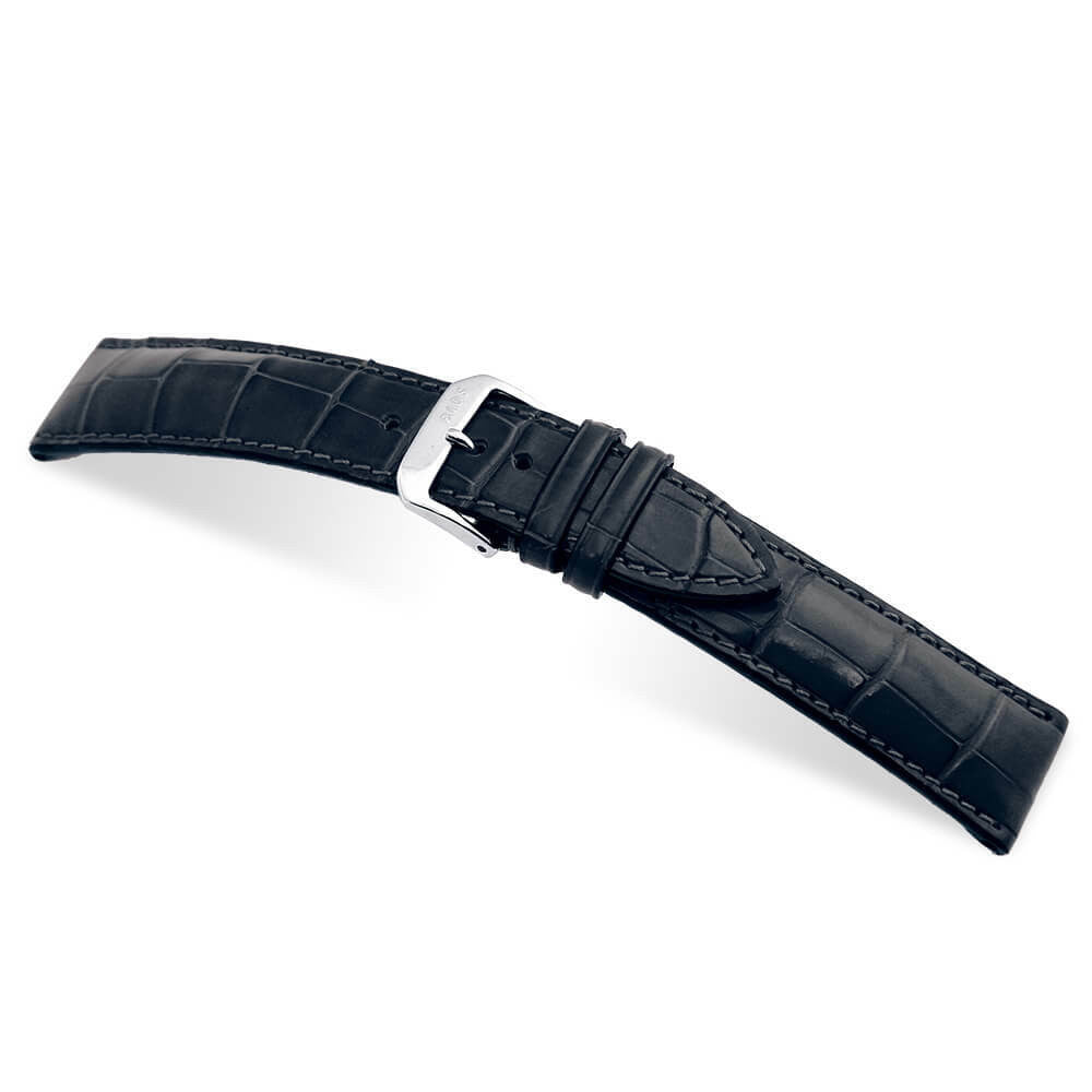 Genuine Alligator Watch Band | President | Full Cut | Black