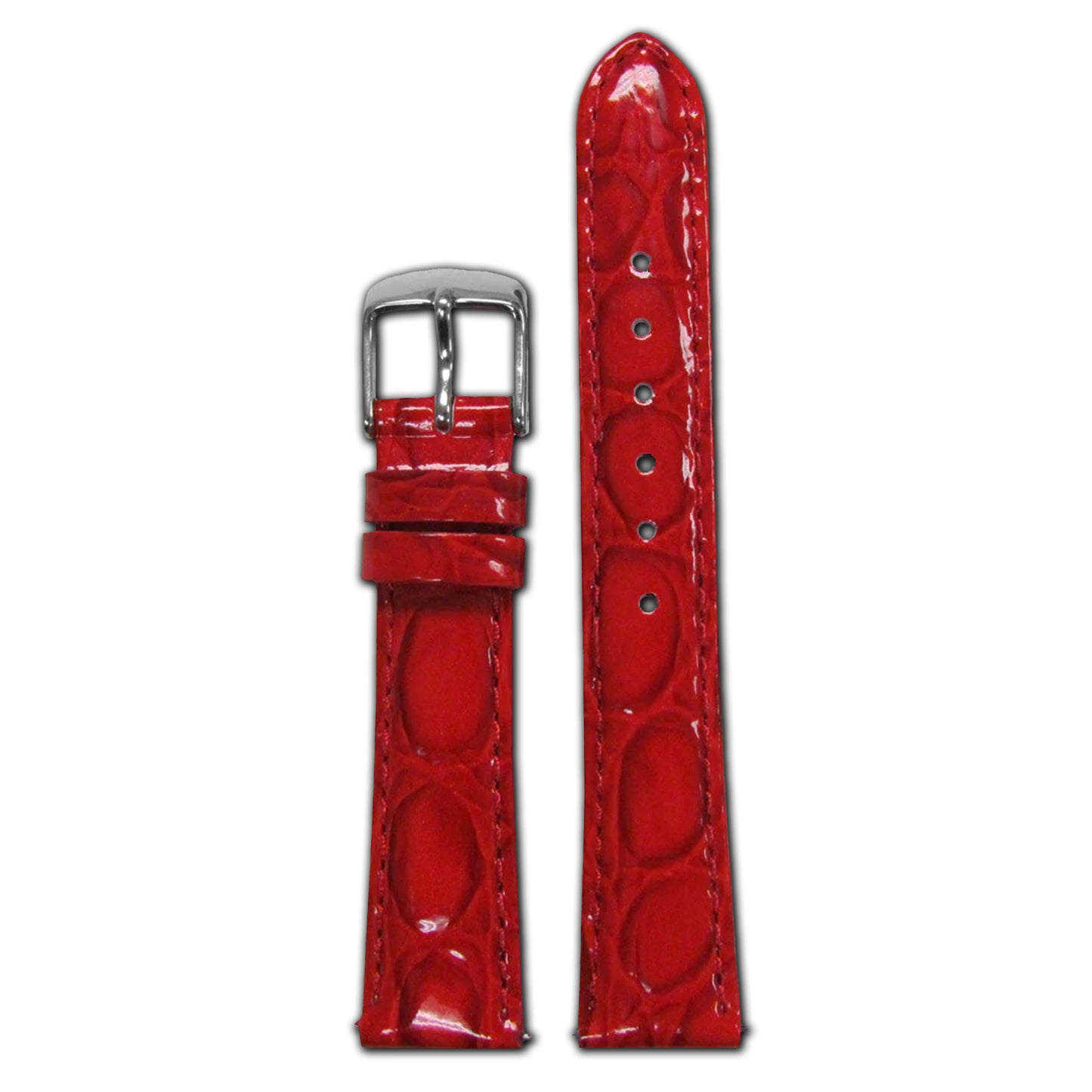 Embossed Leather Gator Watch Band | Quick Release | Red | for Michele