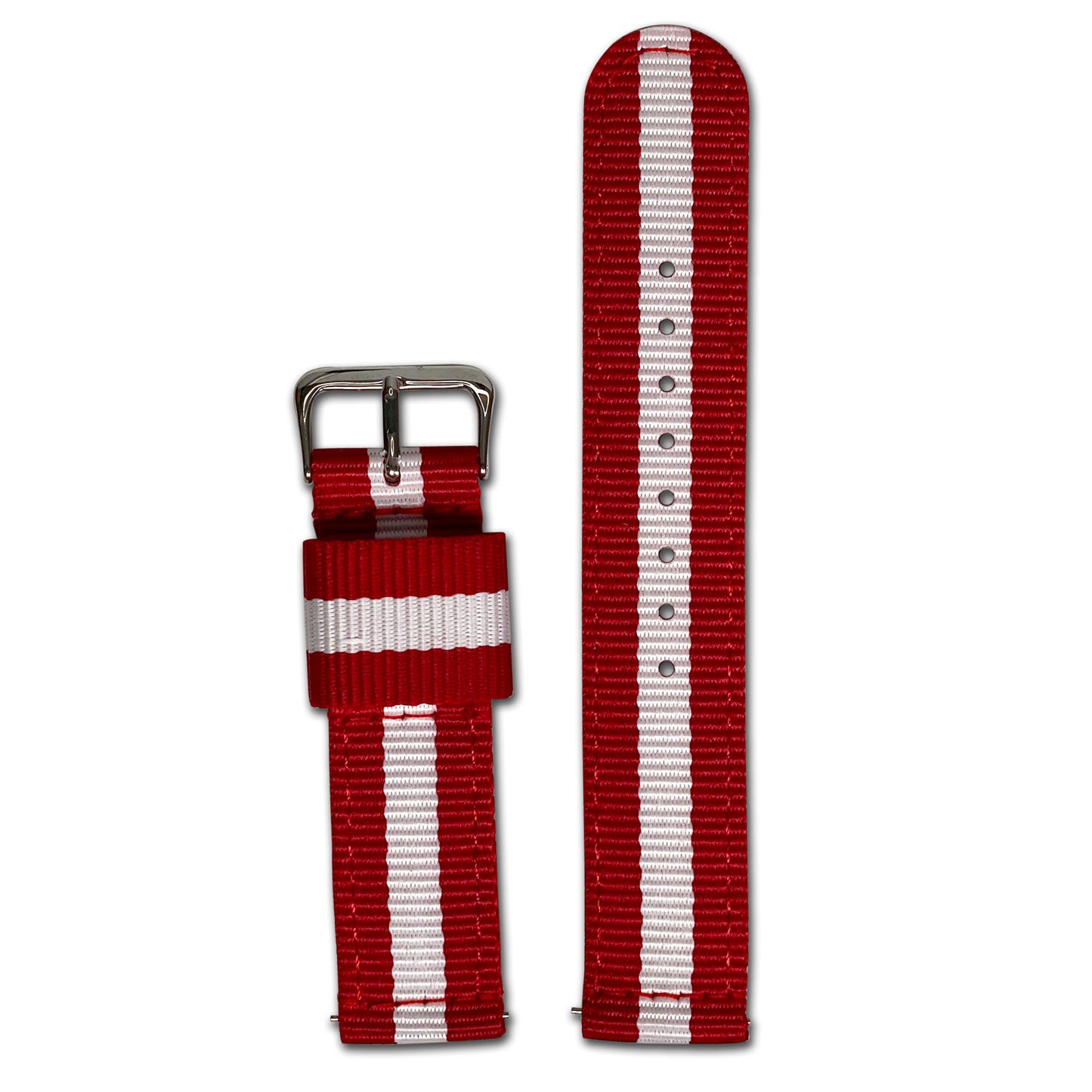 Quick Release Watch Band | Nylon | Two-Piece | Red & White Striped