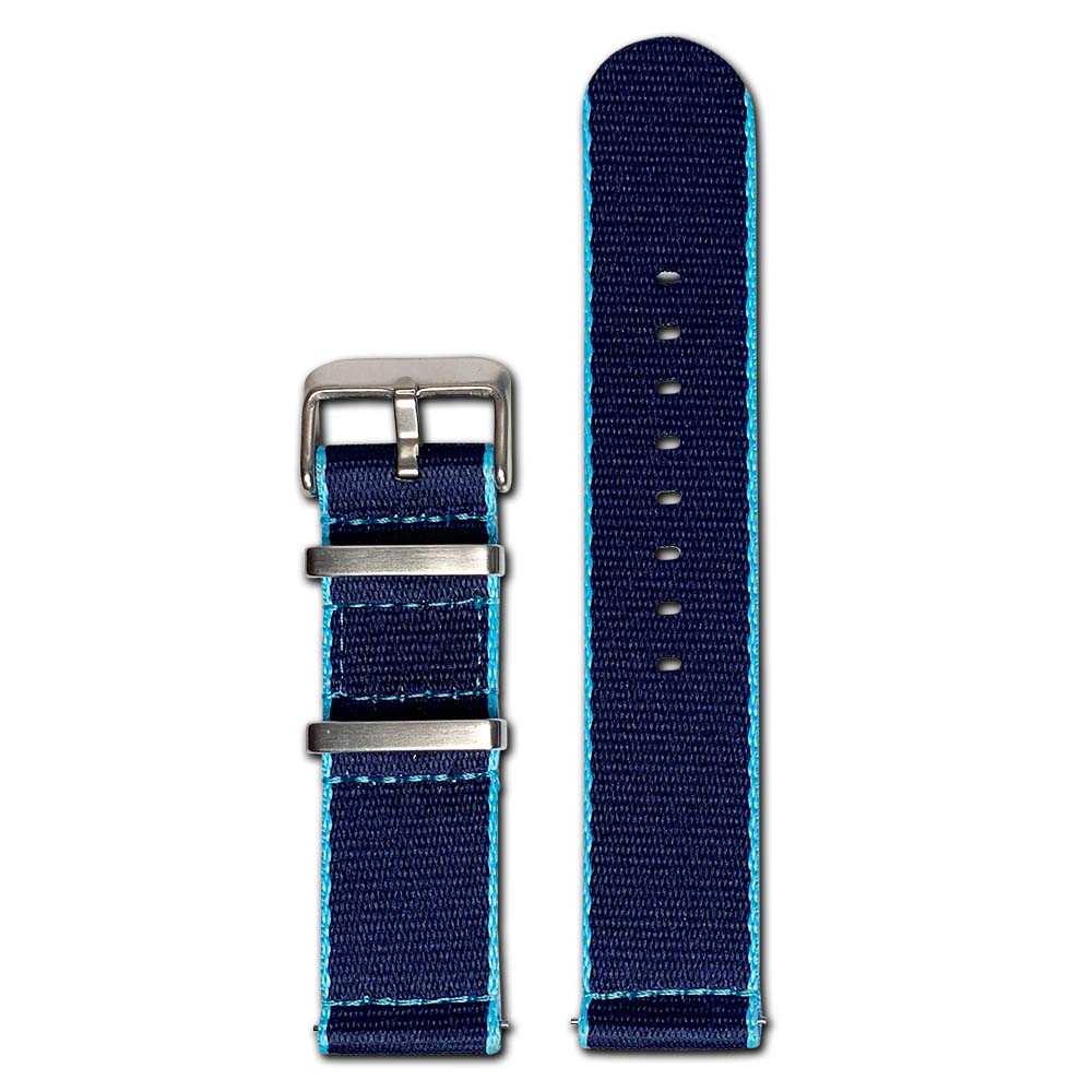 Quick Release Watch Band | Seatbelt | Two-Piece | Light Blue Stitch | Navy
