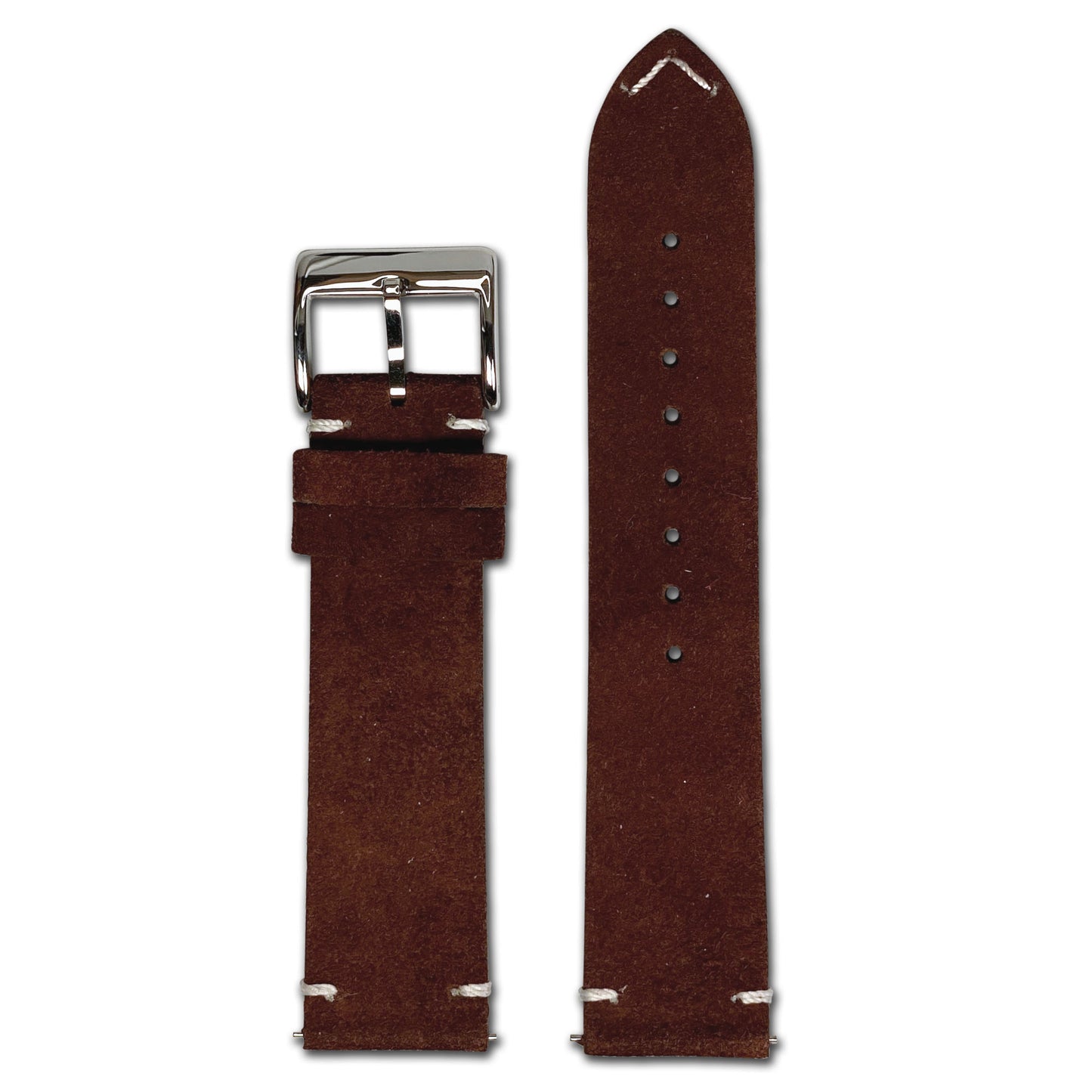 Quick Release Watch Band | Suede Leather | Minimal Stitch | Dark Brown