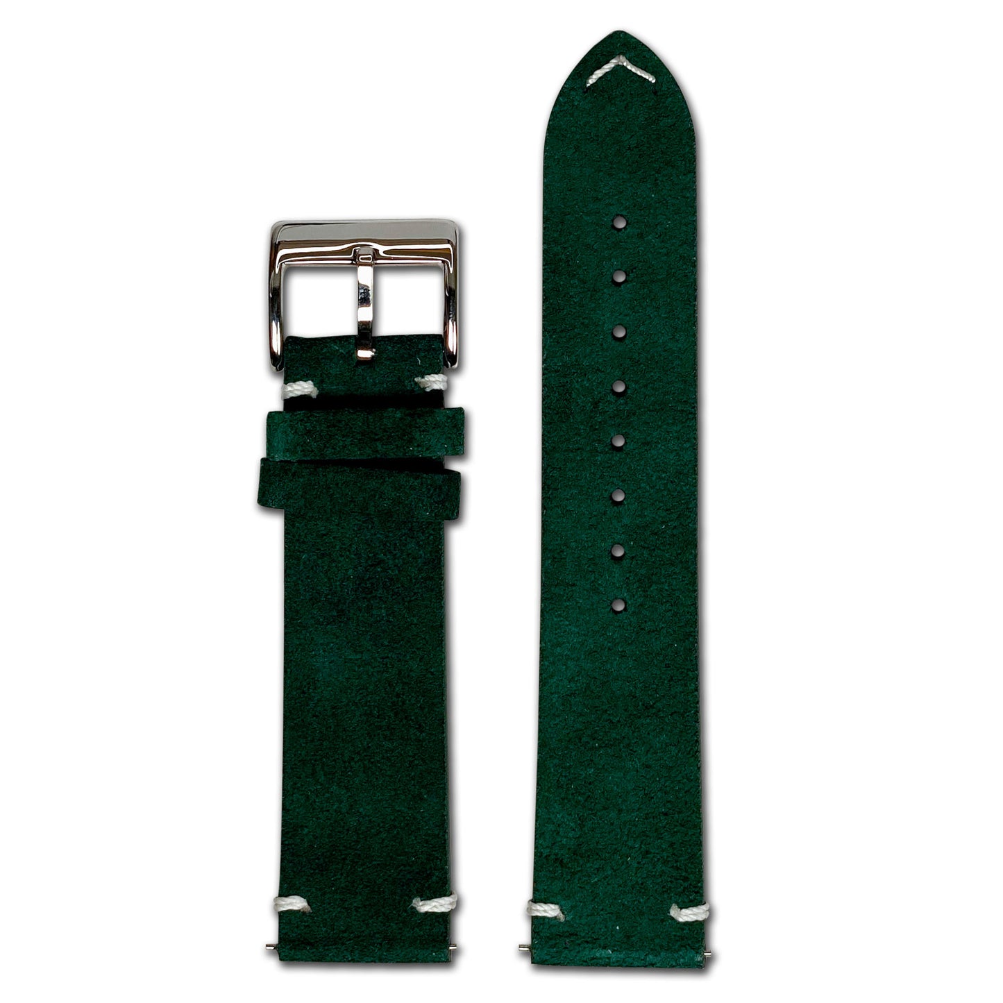 Quick Release Watch Band | Suede Leather | Minimal Stitch | Dark Green
