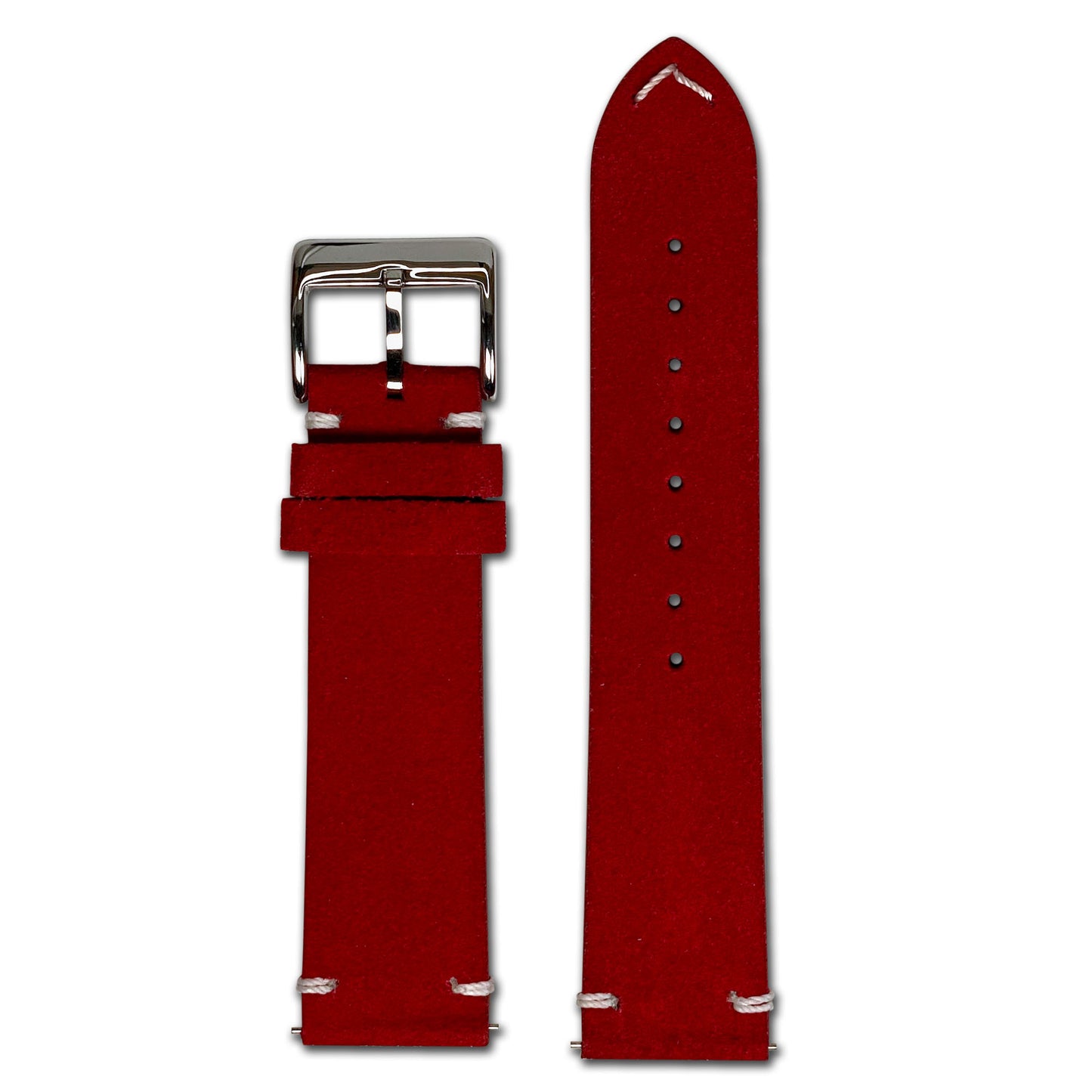 Quick Release Watch Band | Suede Leather | Minimal Stitch | Dark Red