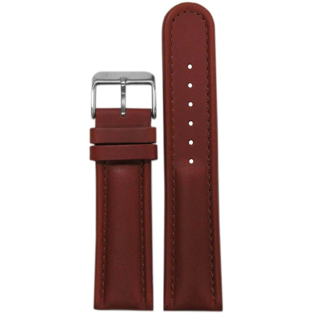 Quick Release | Padded Saddle Leather Watch Band | Medium Brown | Match Stitch