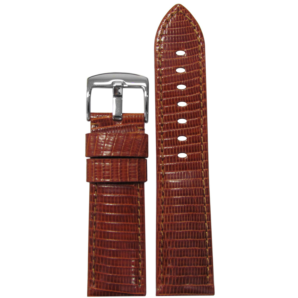 Semi-Gloss Genuine Lizard Watch Band | Classic | Rou | Match Stitch