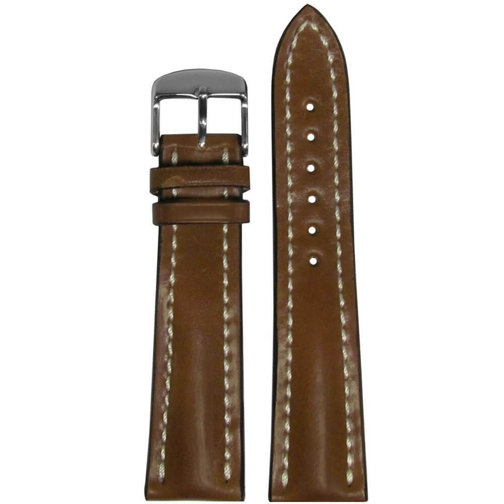 Shell Cordovan Leather Watch Band | Cognac | White Stitch | For Breitling