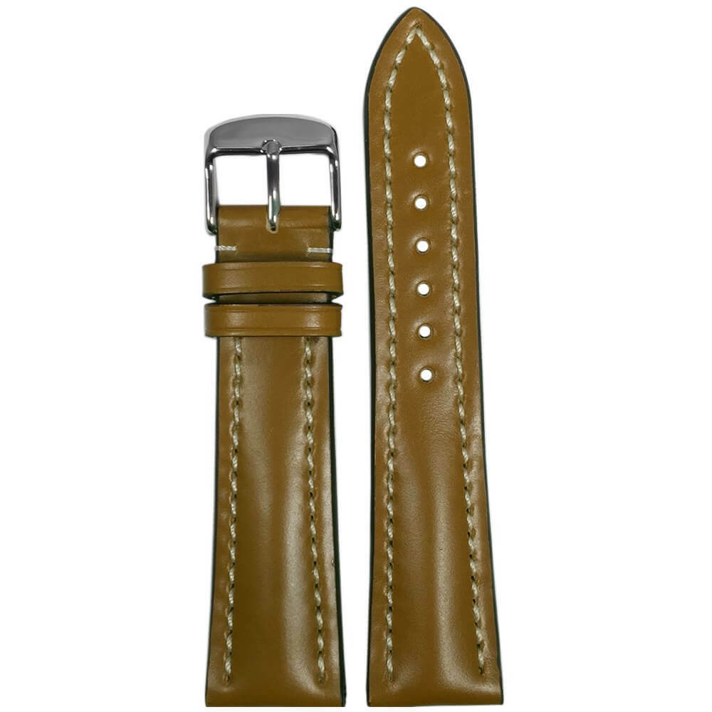 Shell Cordovan Leather Watch Band | Honey | White Stitch | For Breitling