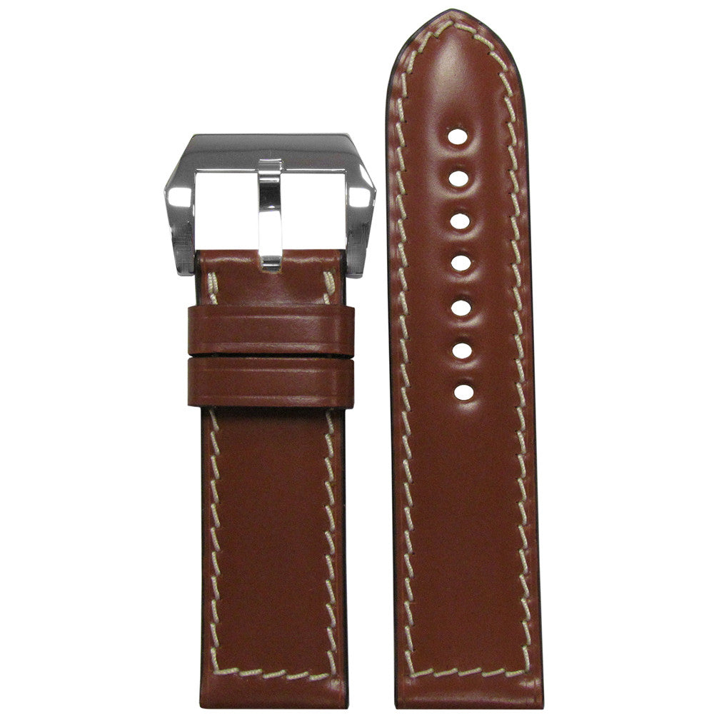 Shell Cordovan Leather Watch Band | Cognac | White Stitch