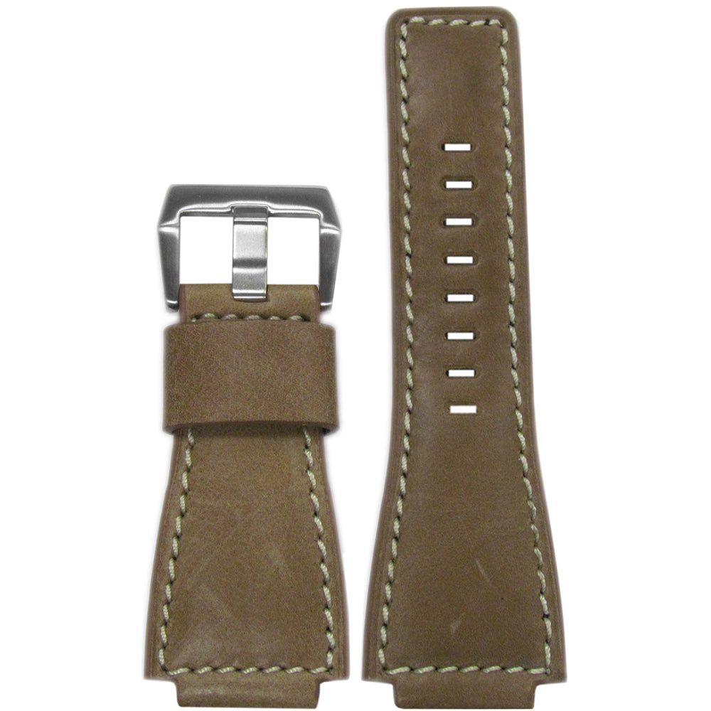 Vintage Leather Watch Band | Natural | White Stitching | For Bell & Ross