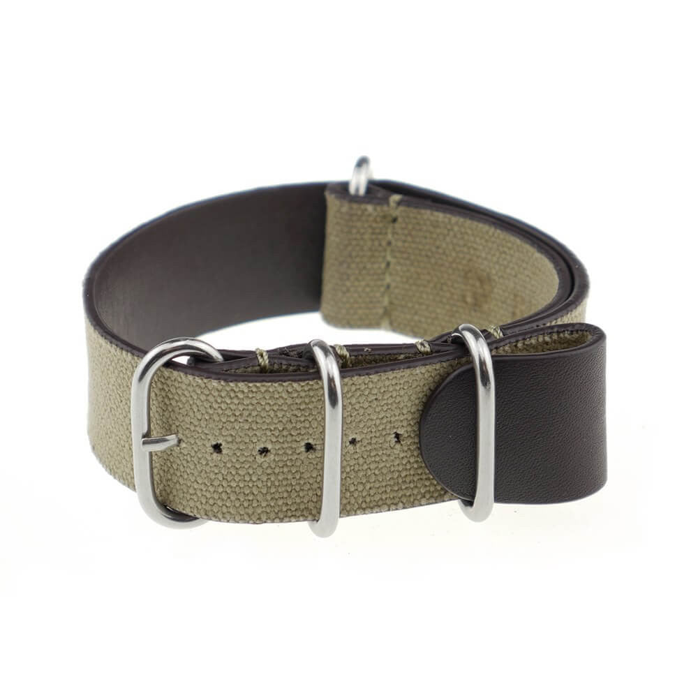 Canvas Watch Band | Sofia | One-Piece | 4 Polished Rings | Honey