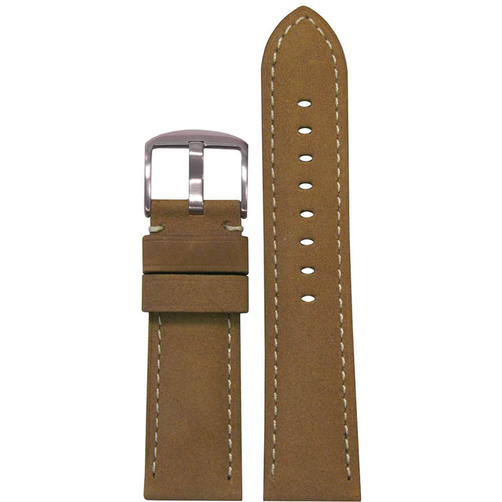 Soft Calf Leather Watch Band | Padded | Cork | White Stitch