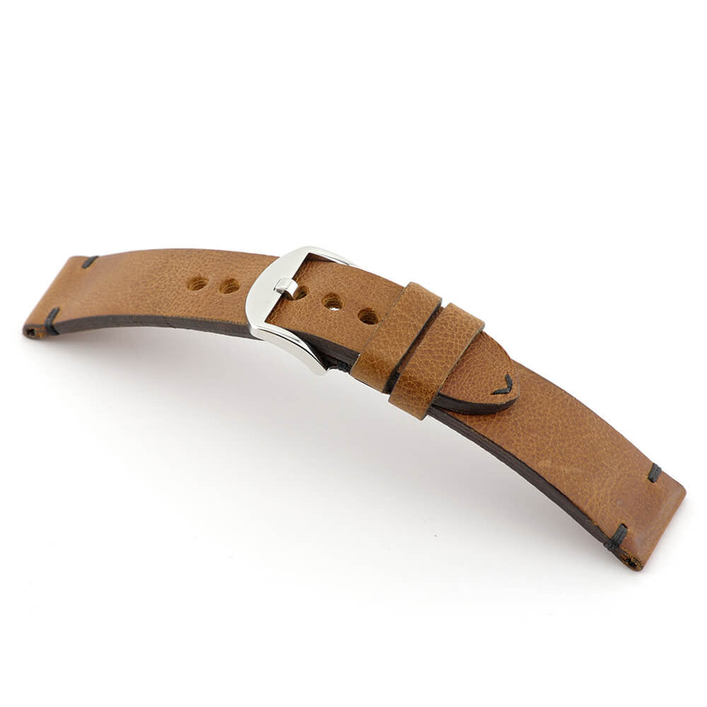 Genuine Vintage Leather Watch Band | Sullivan | Cognac | Minimal Stitch