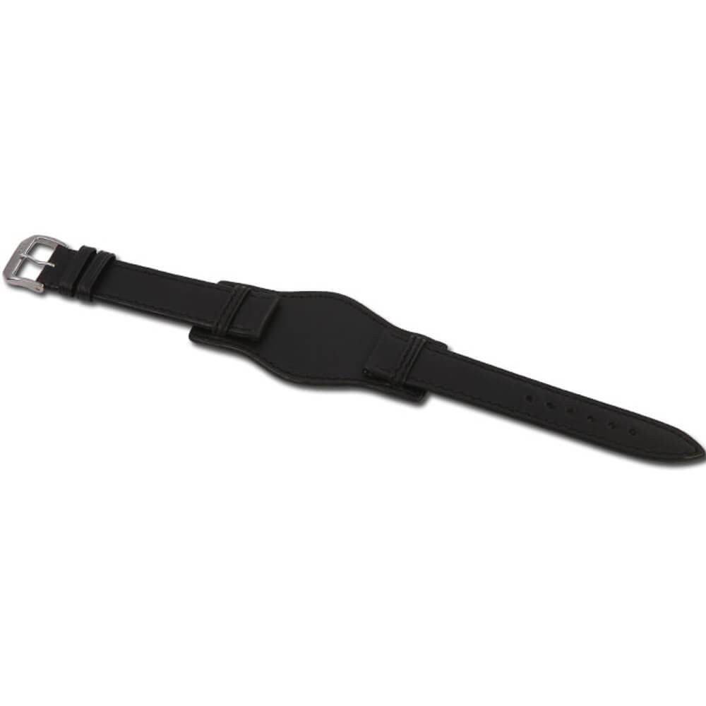 Tanned Leather Watch Band | Tula | Aviator Style | Leather Case Back Protector | Black