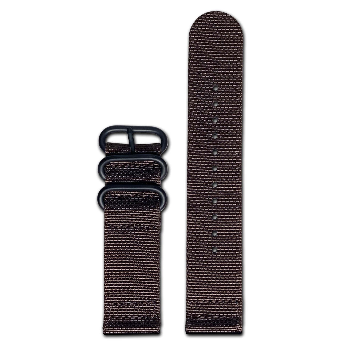 Ballistic Nylon Watch Band | Two-Piece | Brown | PVD (Black) Hardware