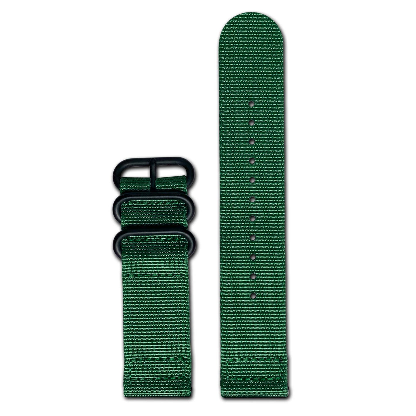 Ballistic Nylon Watch Band | Two-Piece | Green | PVD (Black) Hardware
