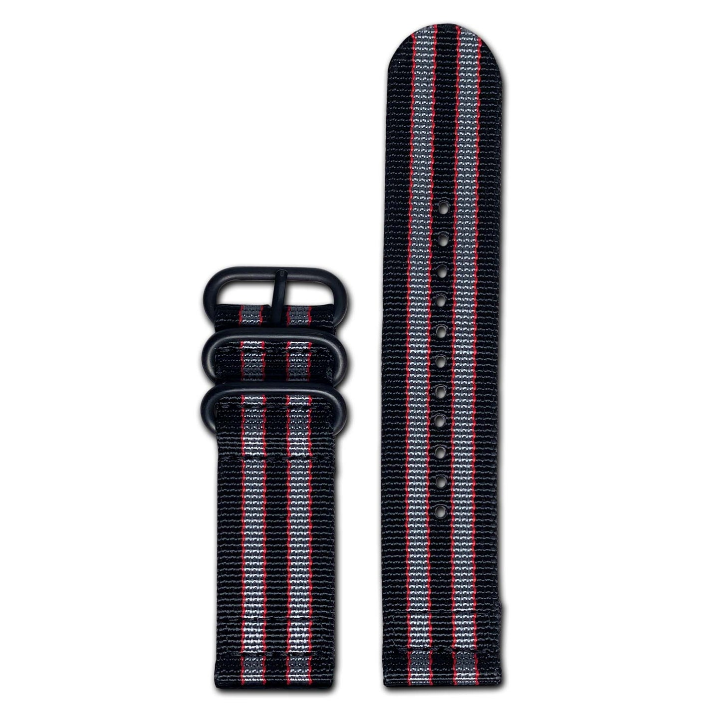 Ballistic Nylon Watch Band | Two-Piece | MI6 II Bond | PVD (Black) Hardware
