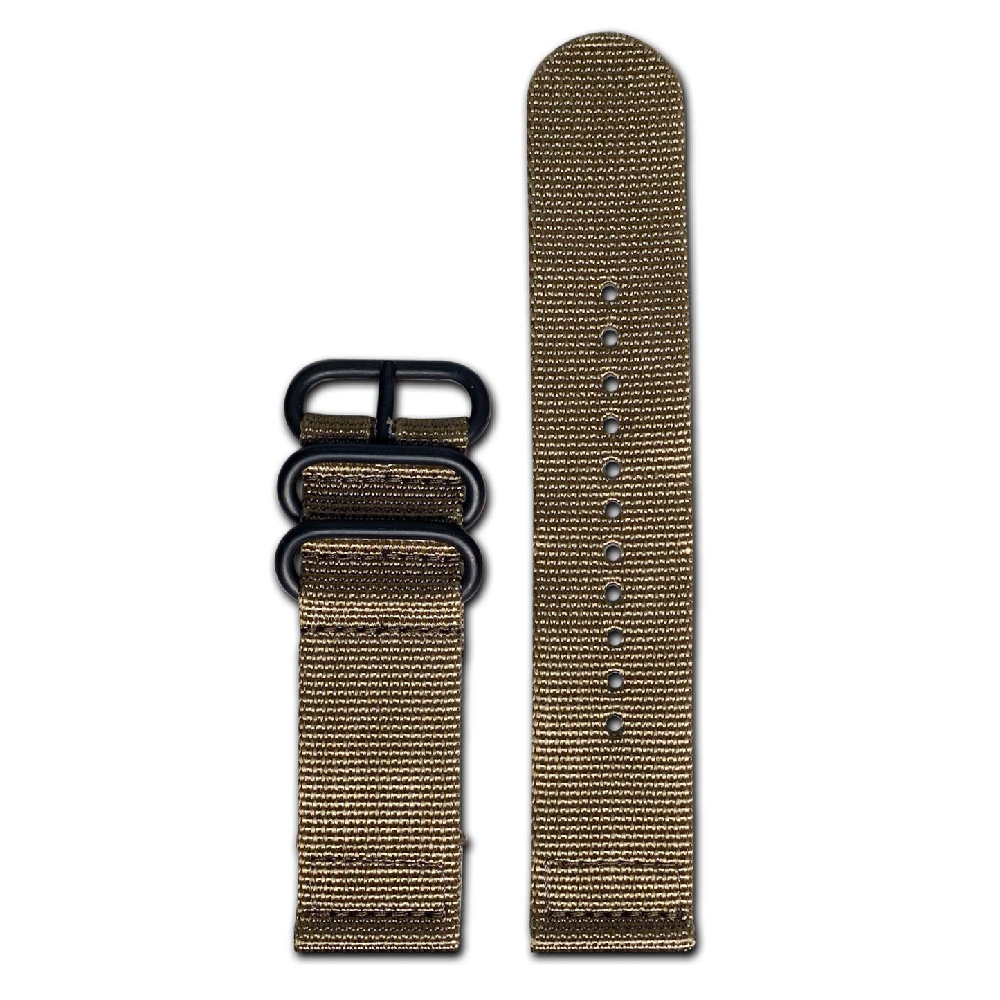 Ballistic Nylon Watch Band | Two-Piece | Sand | PVD (Black) Hardware