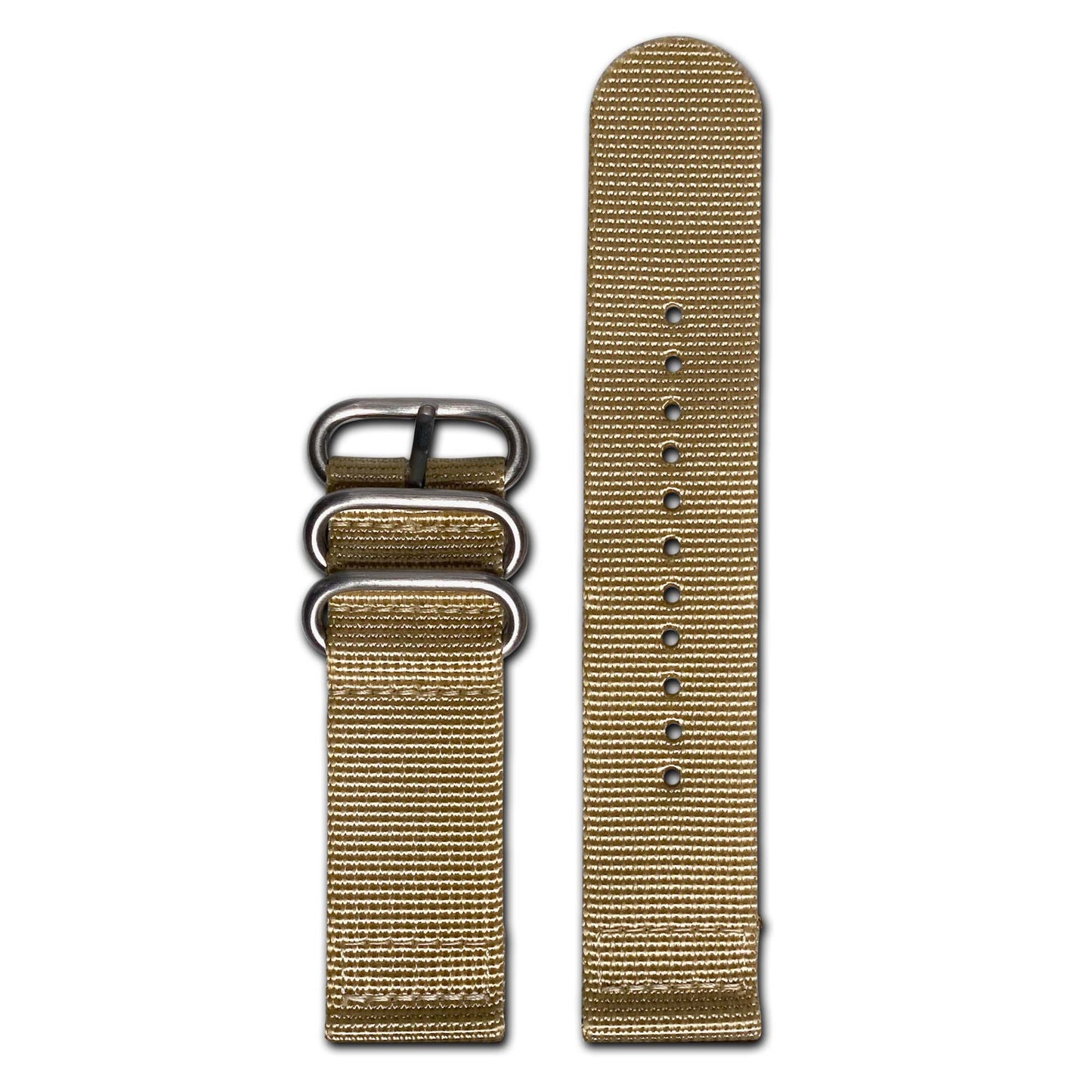 Ballistic Nylon Watch Band | Two-Piece | Tan | Brushed Hardware