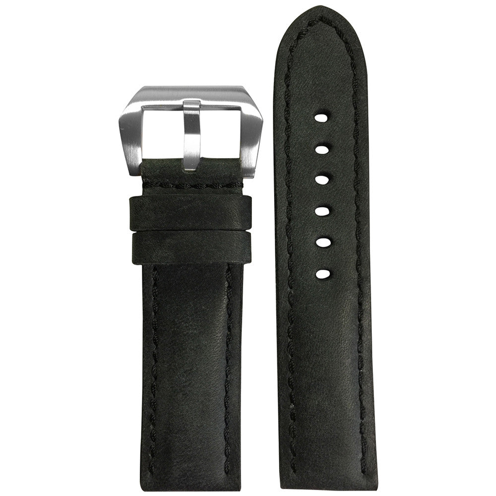 Vintage Leather Watch Band | Padded | Charcoal | Match Stitch | For Panerai