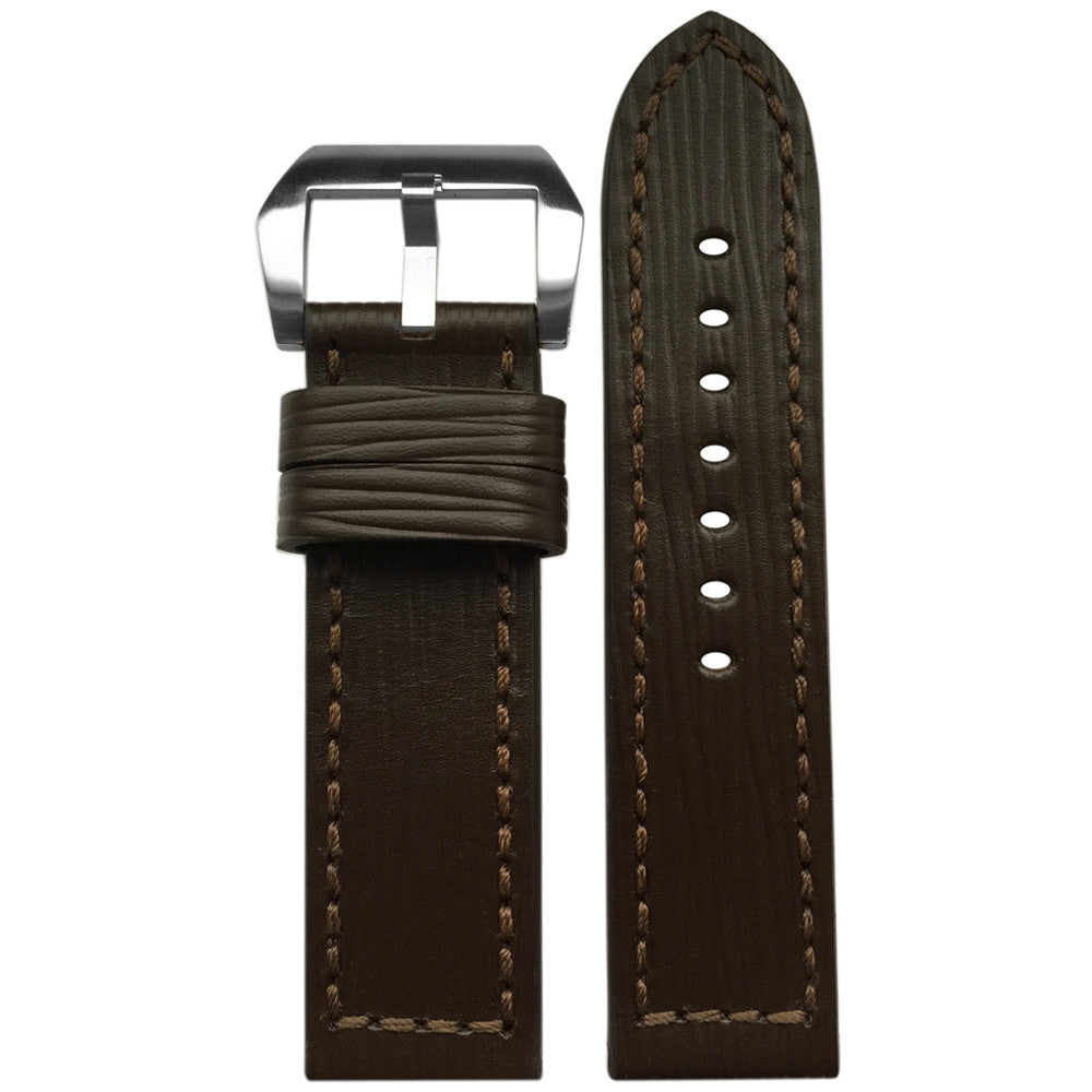 Vintage Leather Watch Band | Wood | Match Box Stitch