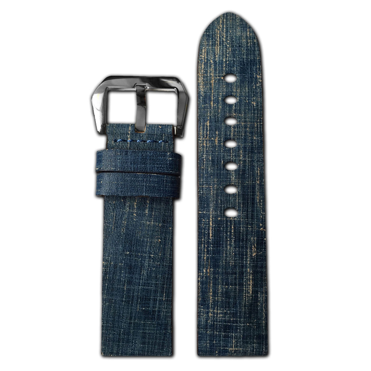 Vintage Leather Watch Band | Flat | Stitchless | Denim