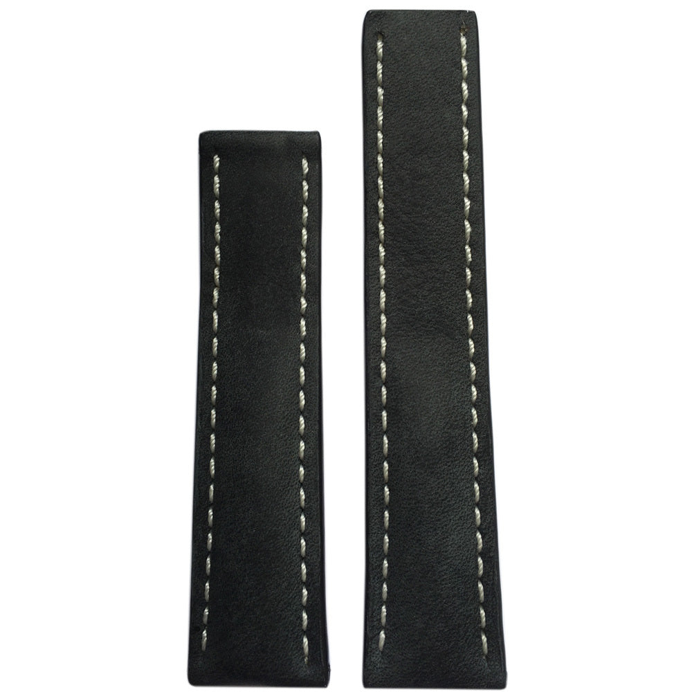 Vintage Leather Watch Band | Stone | White Stitch | For Breitling Deploy