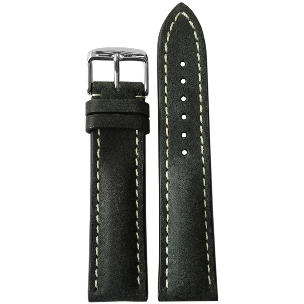 Vintage Leather Watch Band | Stone | White Stitch | For Breitling