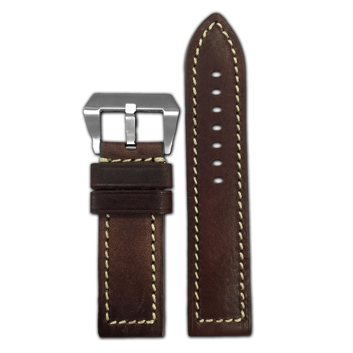 Vintage Leather "Sheriff" Watch Band | White Stitch
