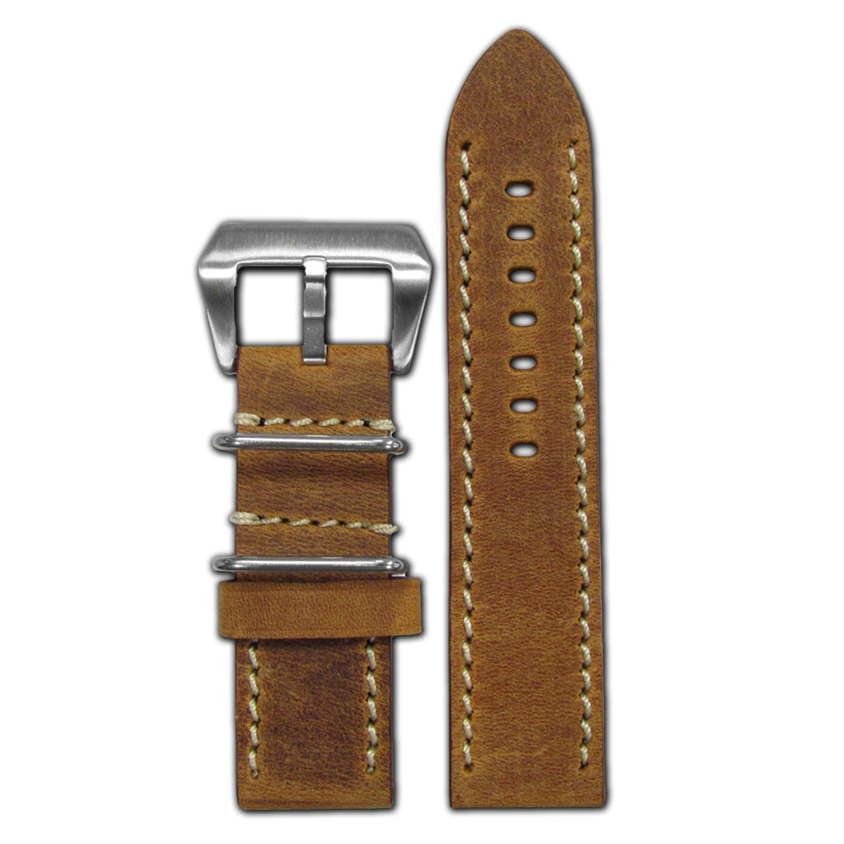 Vintage Leather Watch Band | "Skymaster" | Rou | Off-White Stitch