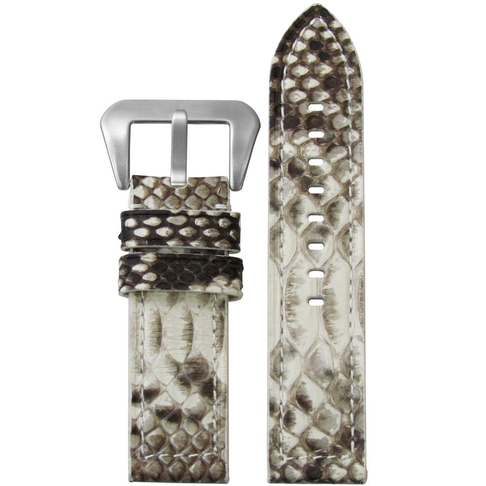 Vintage Python Watch Band | Flat | White | Match Stitch