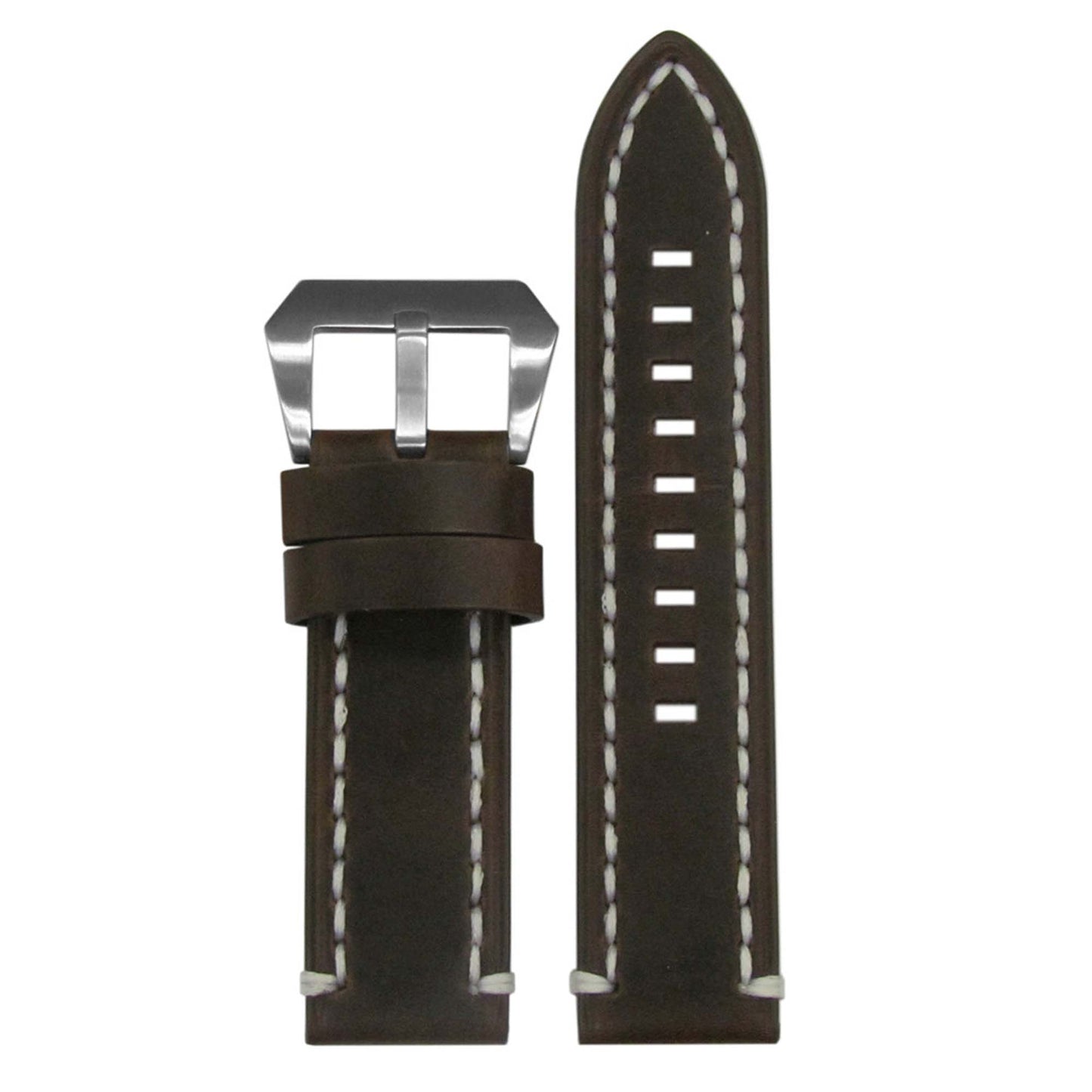 Vintage Tobacco Watch Band | Dark Brown | White Stitch