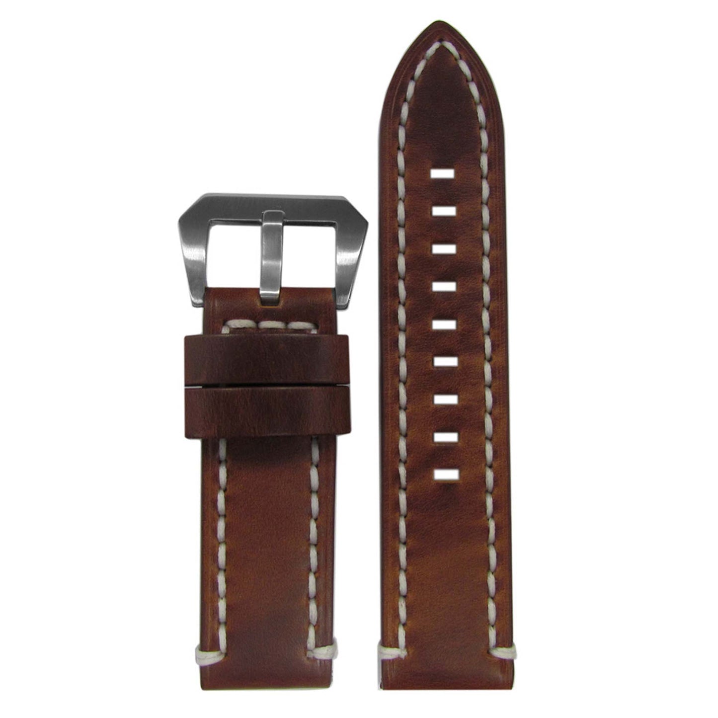 Vintage Tobacco Leather Watch Band | White Stitch