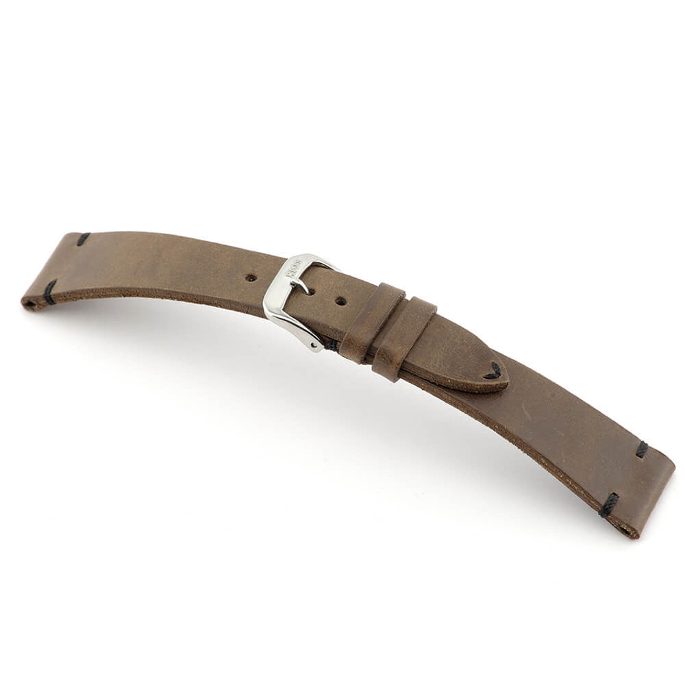 Genuine Vintage Leather Watch Band | Walker | Mocha | Minimal Stitch