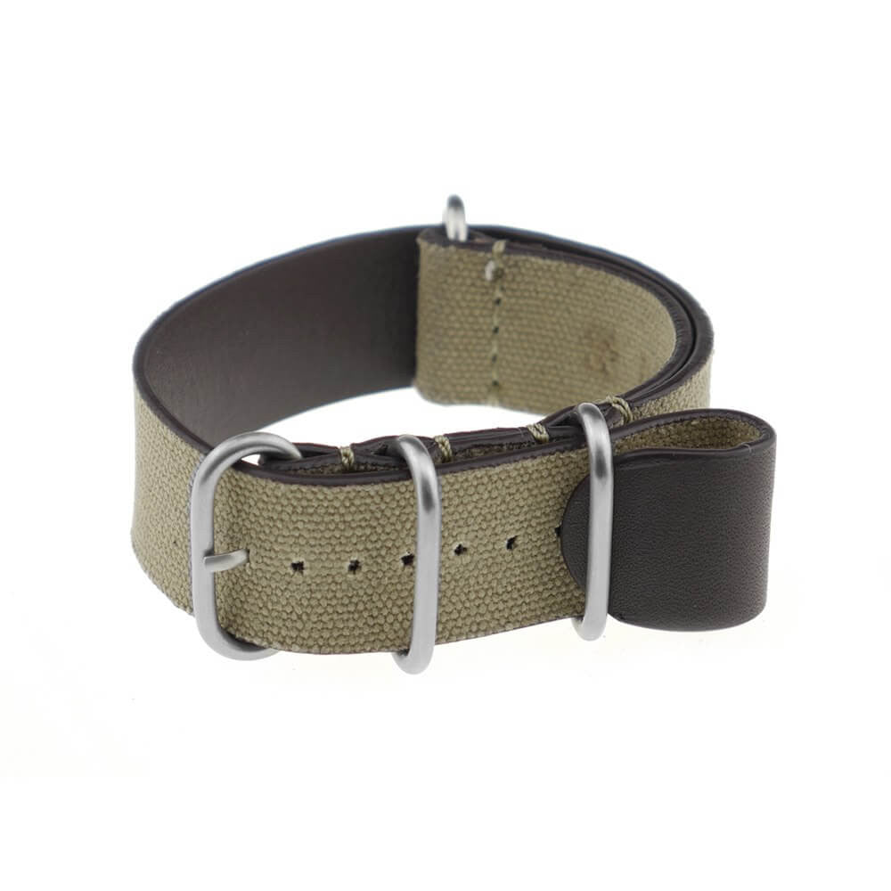 Canvas Watch Band | Warsaw | One-Piece | 4 Brushed Rings | Honey