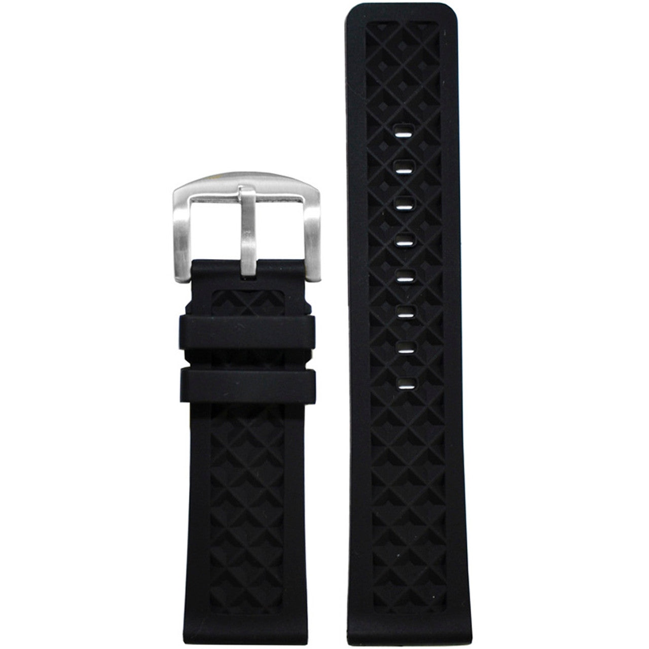 Waterproof Rubber Watch Band | Diamond Pattern | Diver | Black