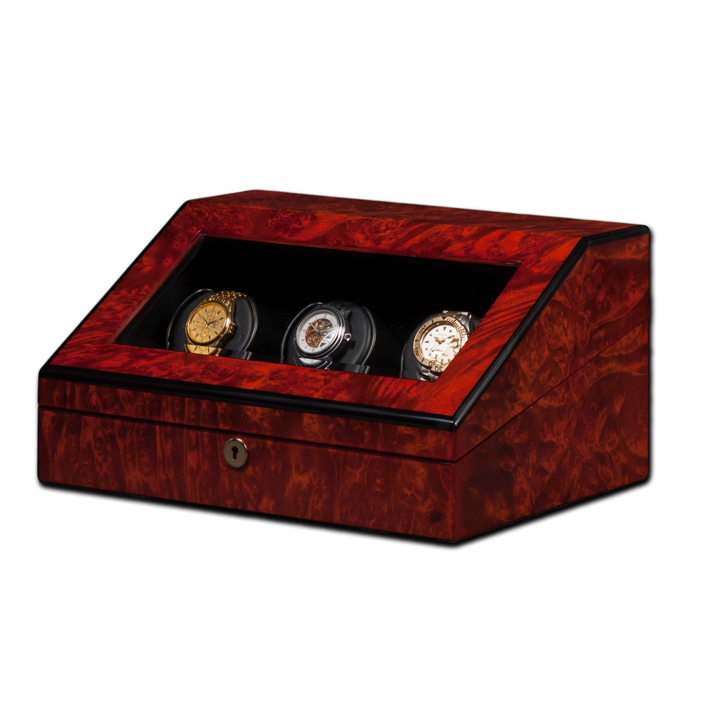 Watch Winders | Sienna 3 | Burl | Triple Watch | Rotorwinder or Programmable | Closed