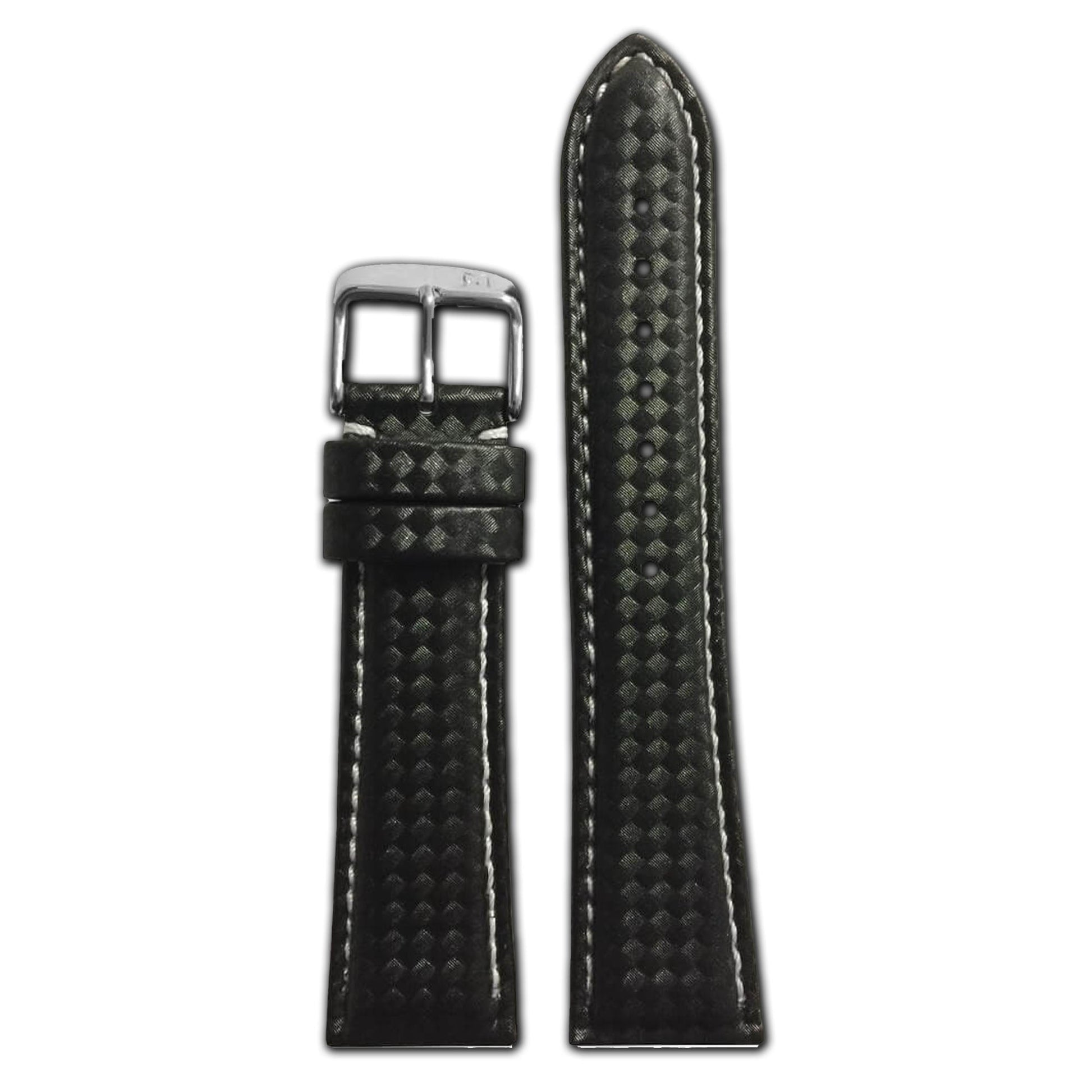 Black Carbon Fiber Watch Band | Piero Magli | Sport | Contrast Stitch