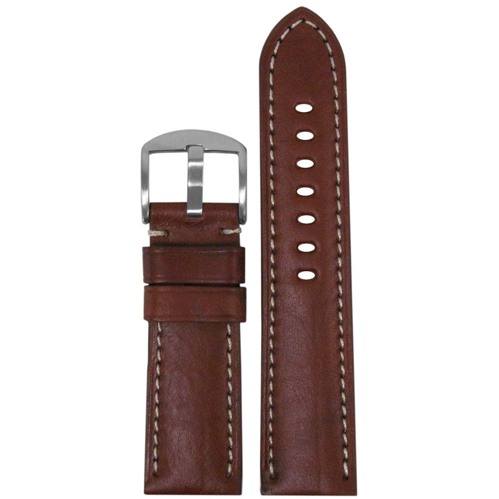 Vintage Leather Watch Band | Classic "Officer" | Brown-Red | Off-White Stitch