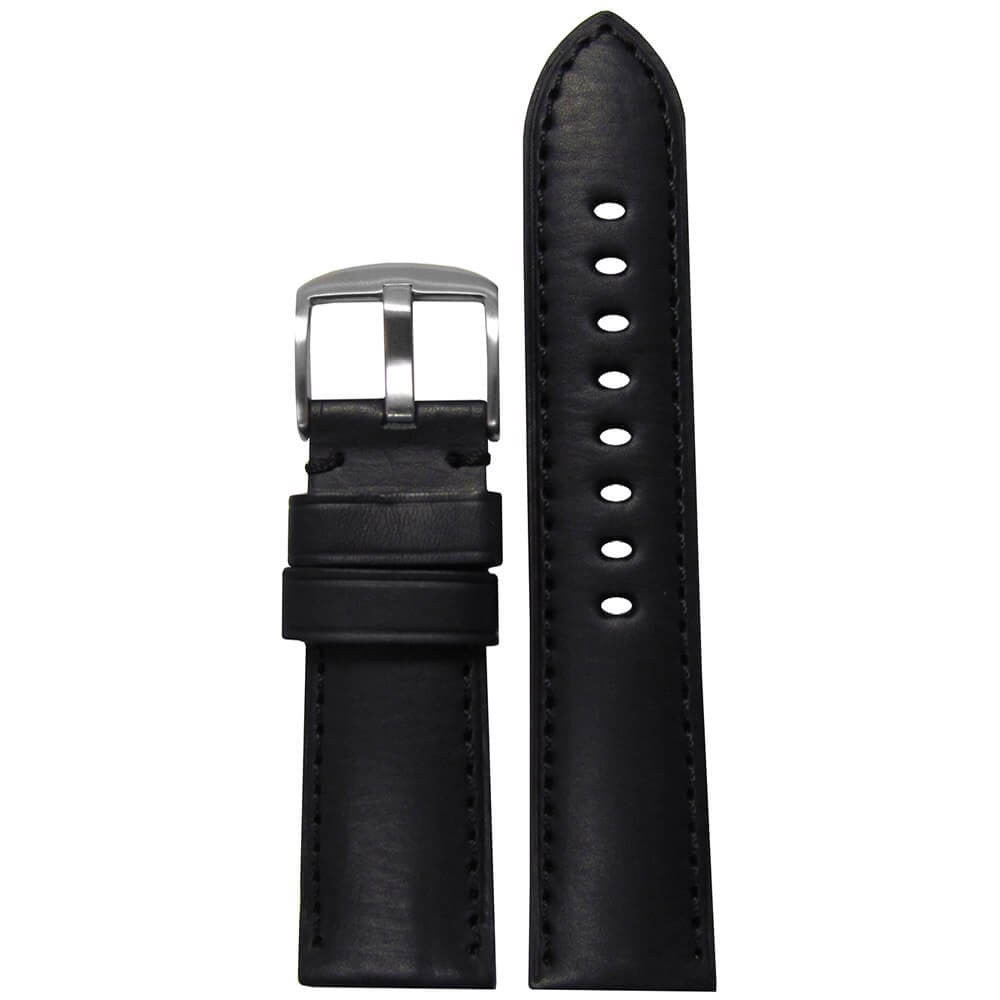 HZ Soft Calf Leather Watch Band | Sport | Padded | Black | Match Stitch