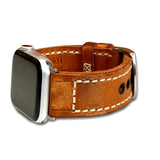 Apple Watch | Genuine Vintage Leather Watch Band | Liverpool | Cognac | White Stitch