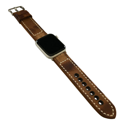 Apple Watch | Genuine Vintage Leather Watch Band | Honey | Liverpool | White Stitch