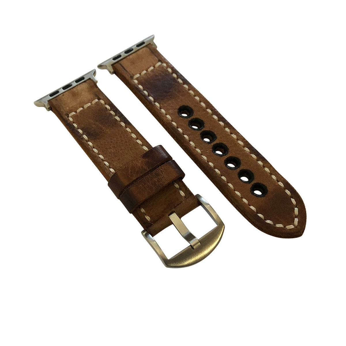 Apple Watch | Genuine Vintage Leather Watch Band | Honey | Liverpool | White Stitch