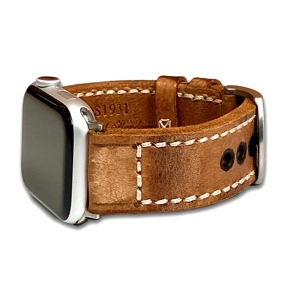 Apple Watch | Genuine Vintage Leather Watch Band | Liverpool | Honey | White Stitch
