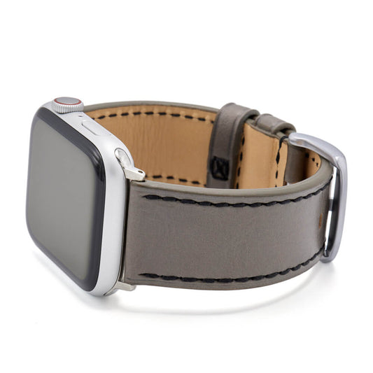 Apple Watch | Tanned Leather Watch Band | Grey | Black Stitch