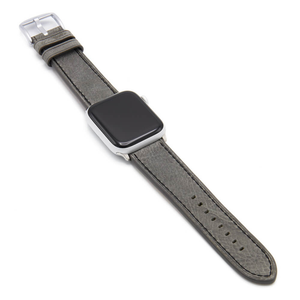 Apple Watch | Vintage Leather Watch Band | Grey | Black Stitch