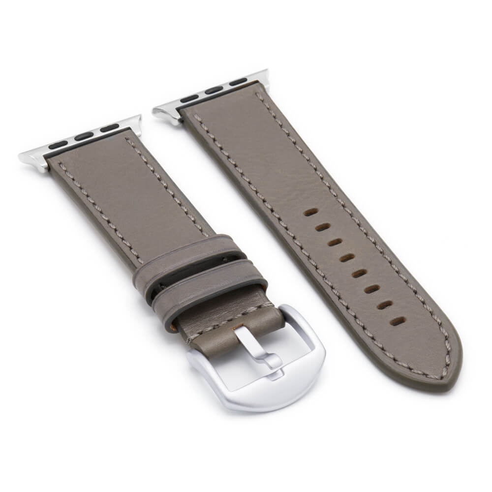 Apple Watch | Tanned Leather Watch Band | Grey | Match Stitch