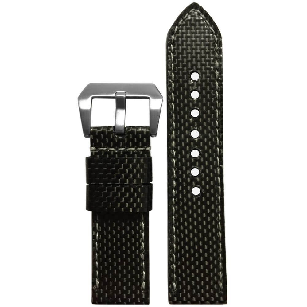 Carbon Fiber Watch Band | Handmade | White Stitch | Gunny Straps